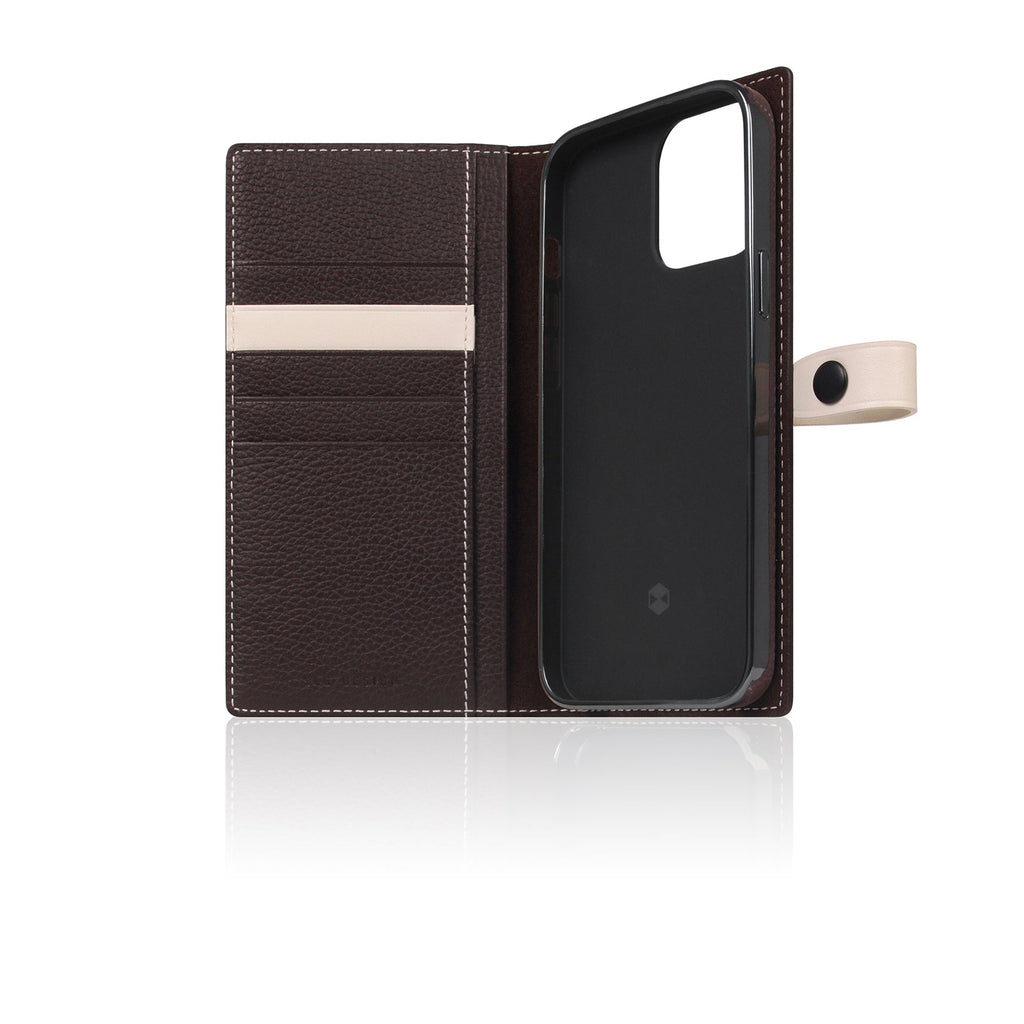 D8 Edition Full Grain Leather Diary Case for iPhone 14 Pro Max (Brown Cream)