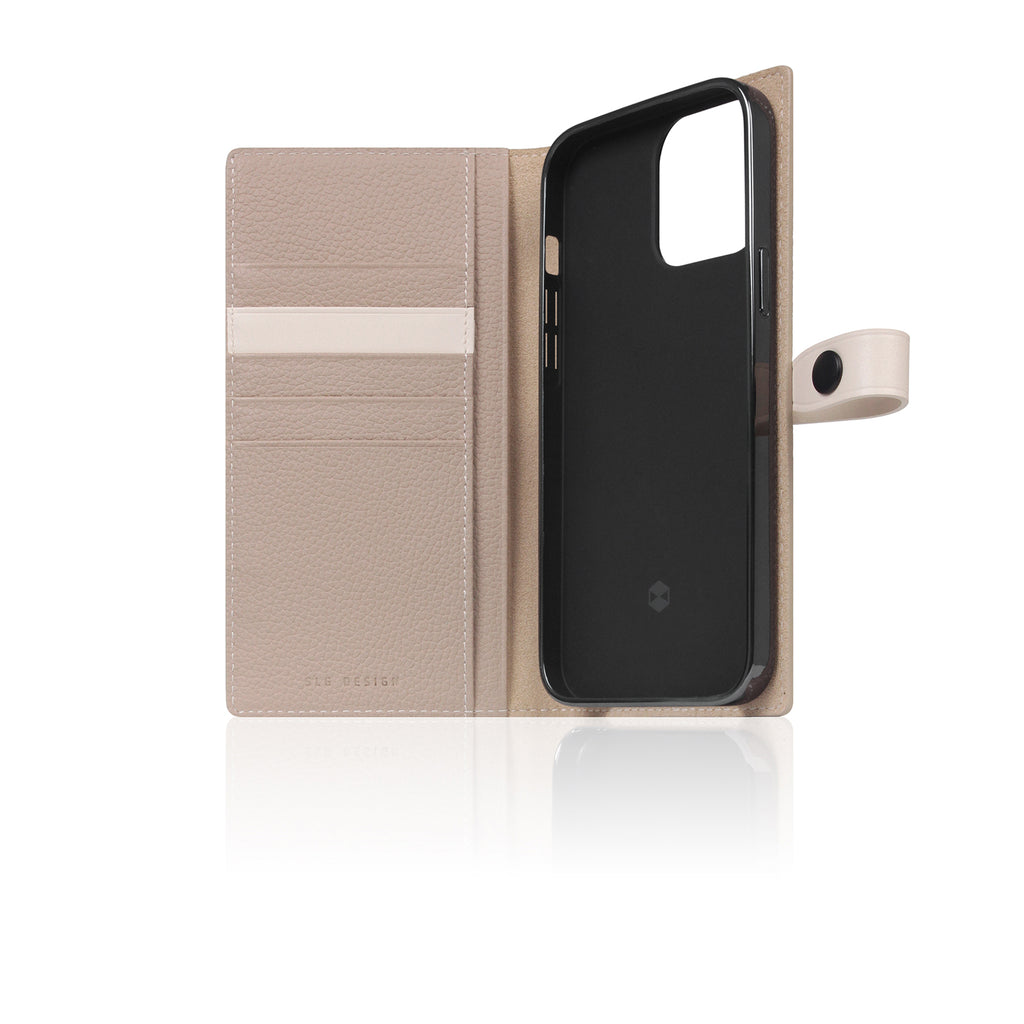 D8 Edition Full Grain Leather Diary Case for iPhone 13 Pro Max (Light Cream)
