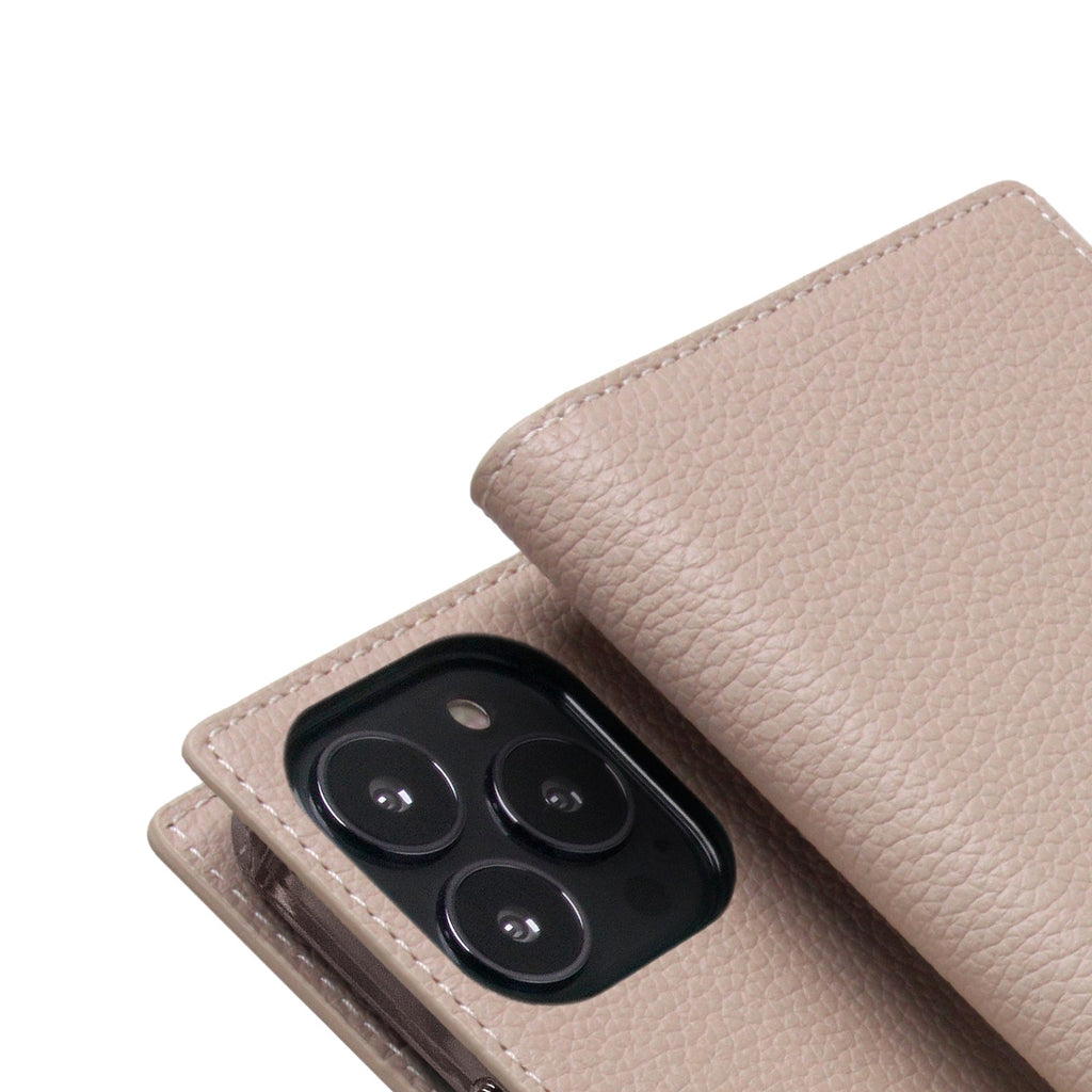D8 Edition Full Grain Leather Diary Case for iPhone 14 Pro (Light Cream)