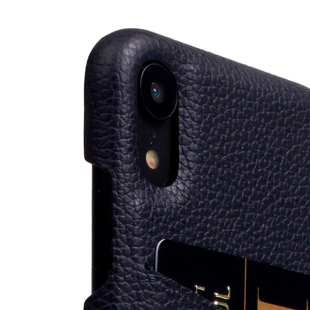 D8 Full Grain Leather Back Case for iPhone XR Black Blue
