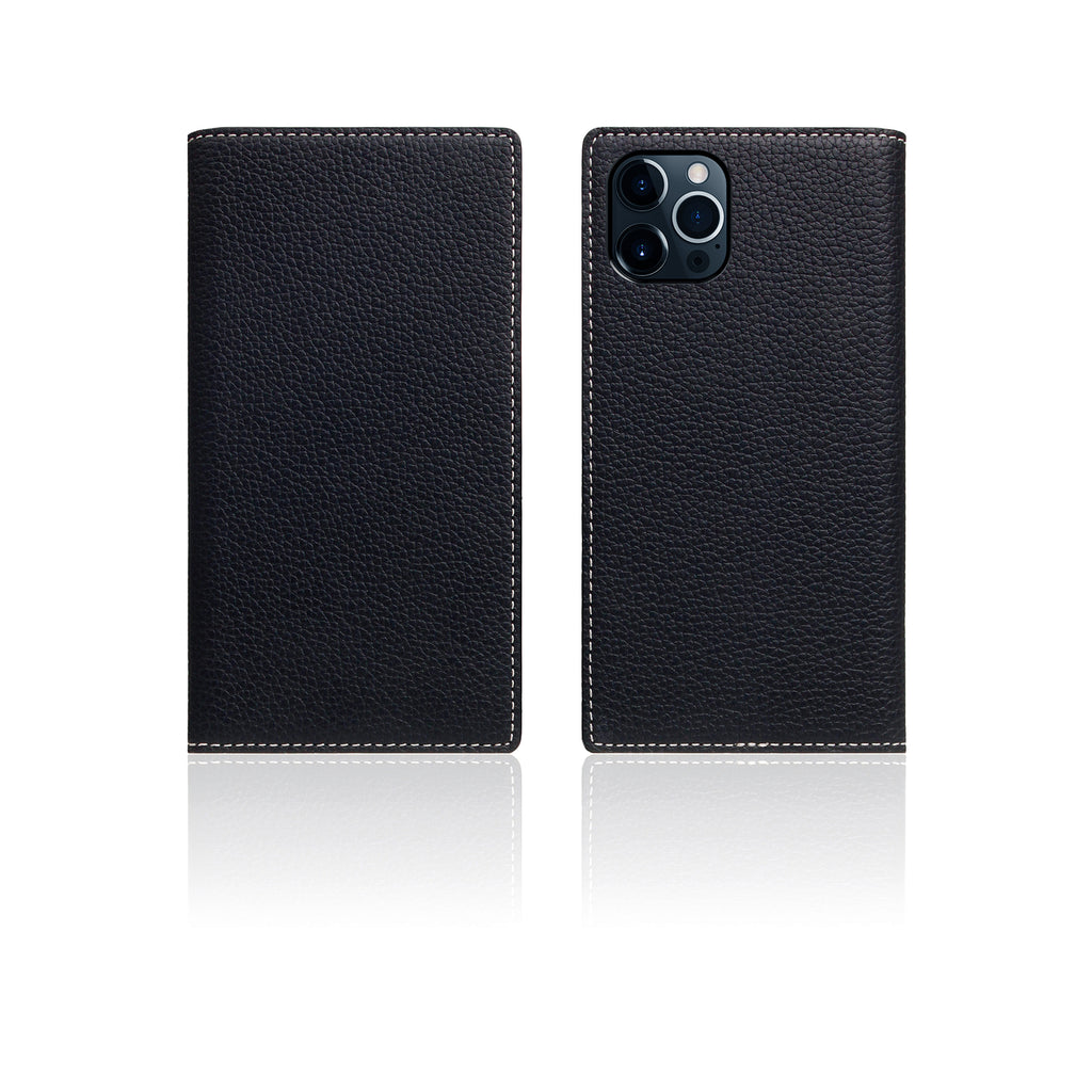 D8 Full Grain Leather Diary Case for iPhone 12 Pro Max (Black Blue)