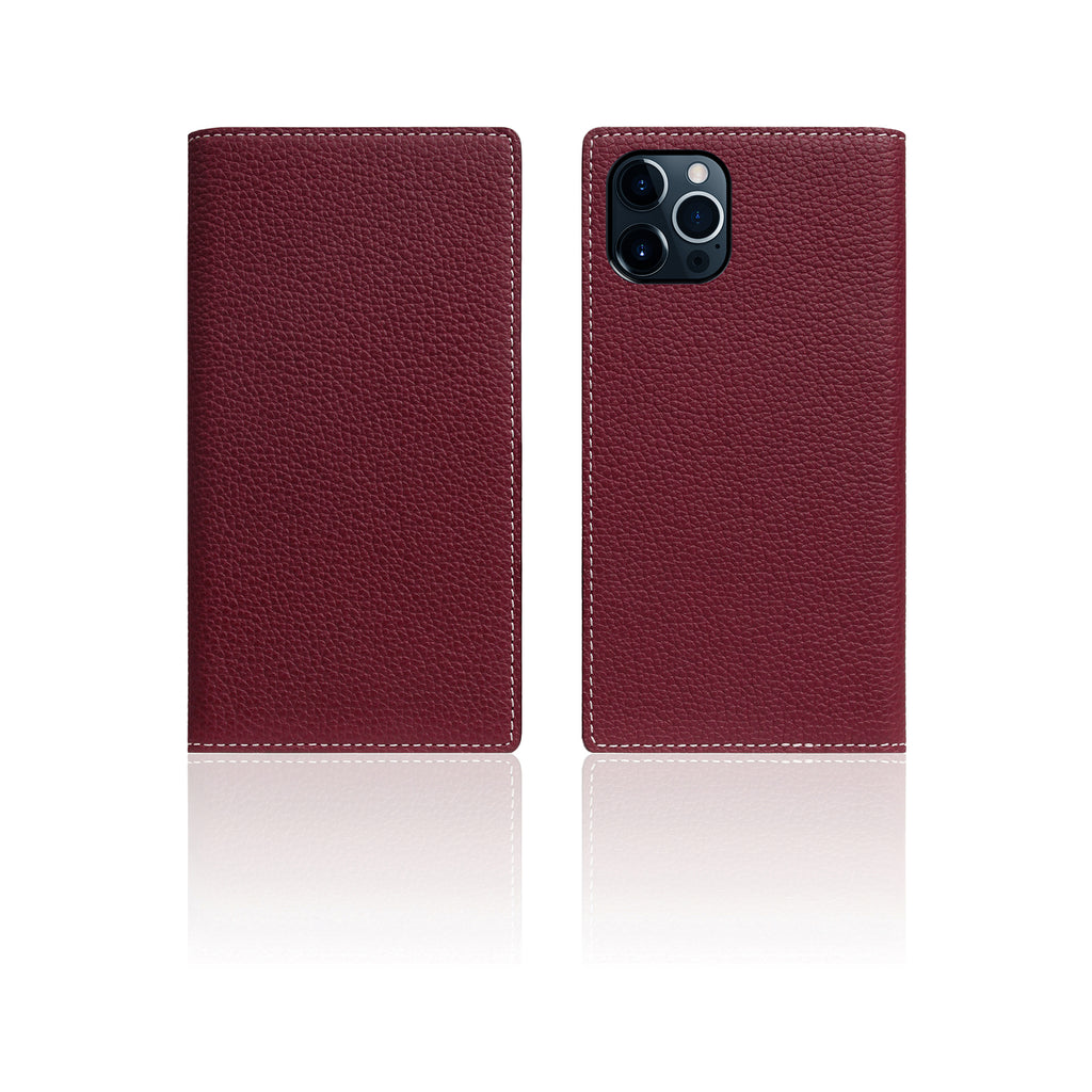 D8 Full Grain Leather Diary Case for iPhone 12 / 12 Pro (Burgundy Rose)