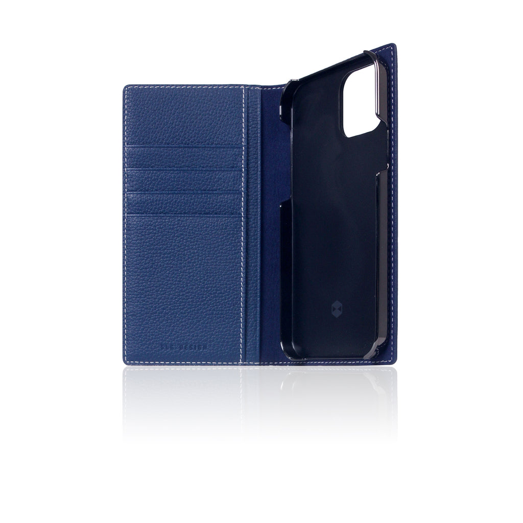 D8 Full Grain Leather Diary Case for iPhone 12 / 12 Pro (Navy Blue)