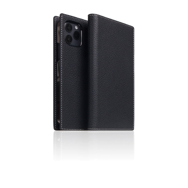 D8 Full Grain Leather Diary Case for iPhone 12 Pro Max (Black Blue)