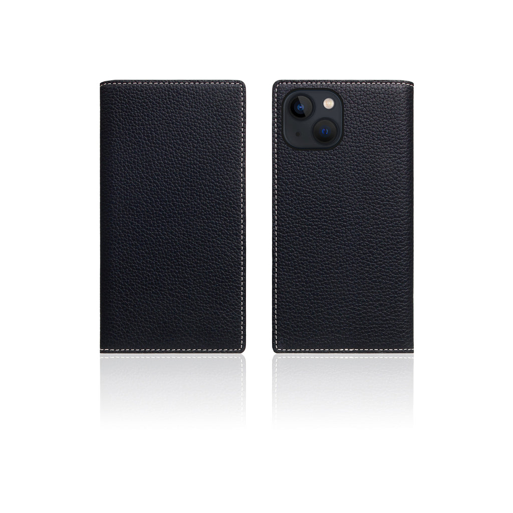 D8 Full Grain Leather Diary Case for iPhone 13 mini (Black Blue)