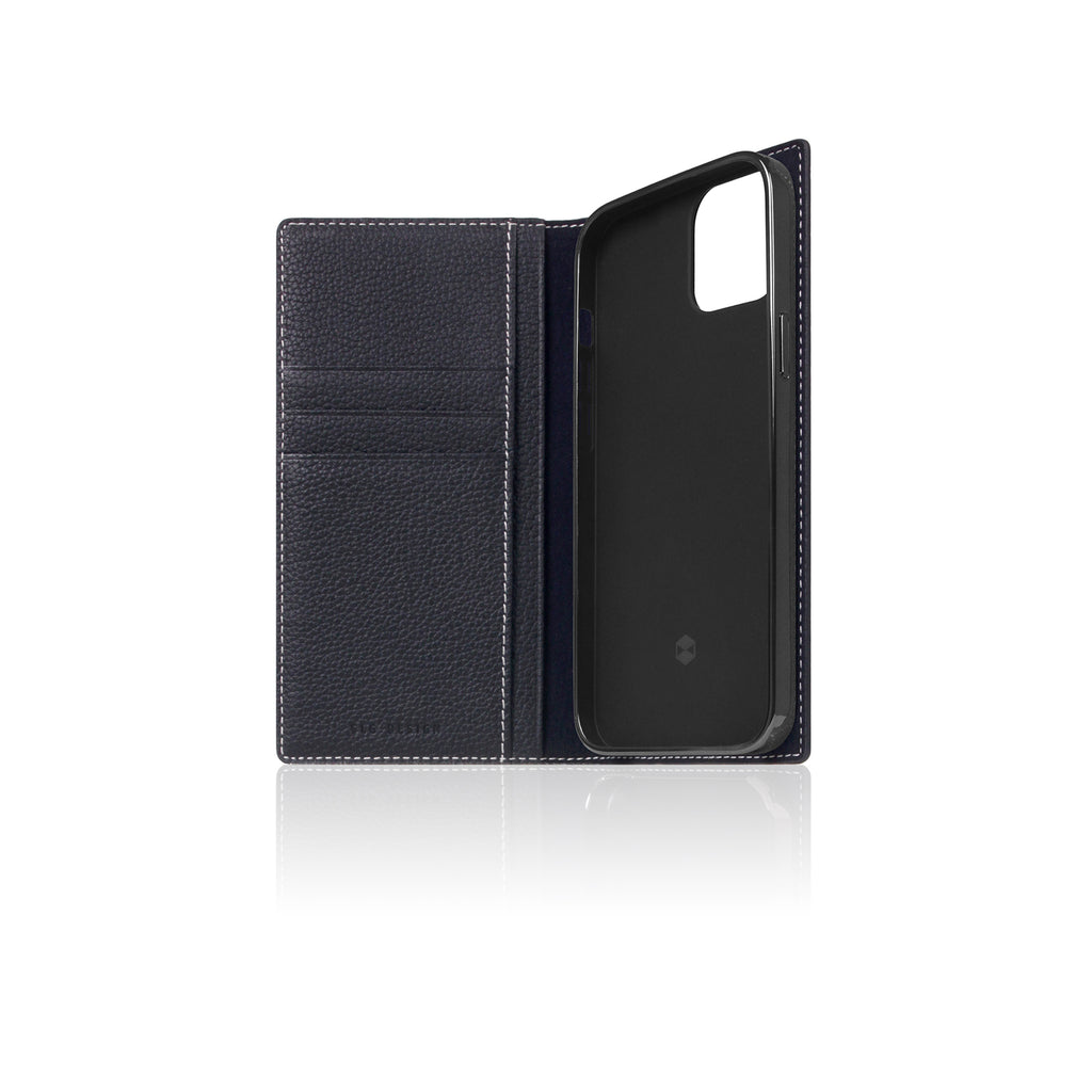 D8 Full Grain Leather Diary Case for iPhone 13 mini (Black Blue)