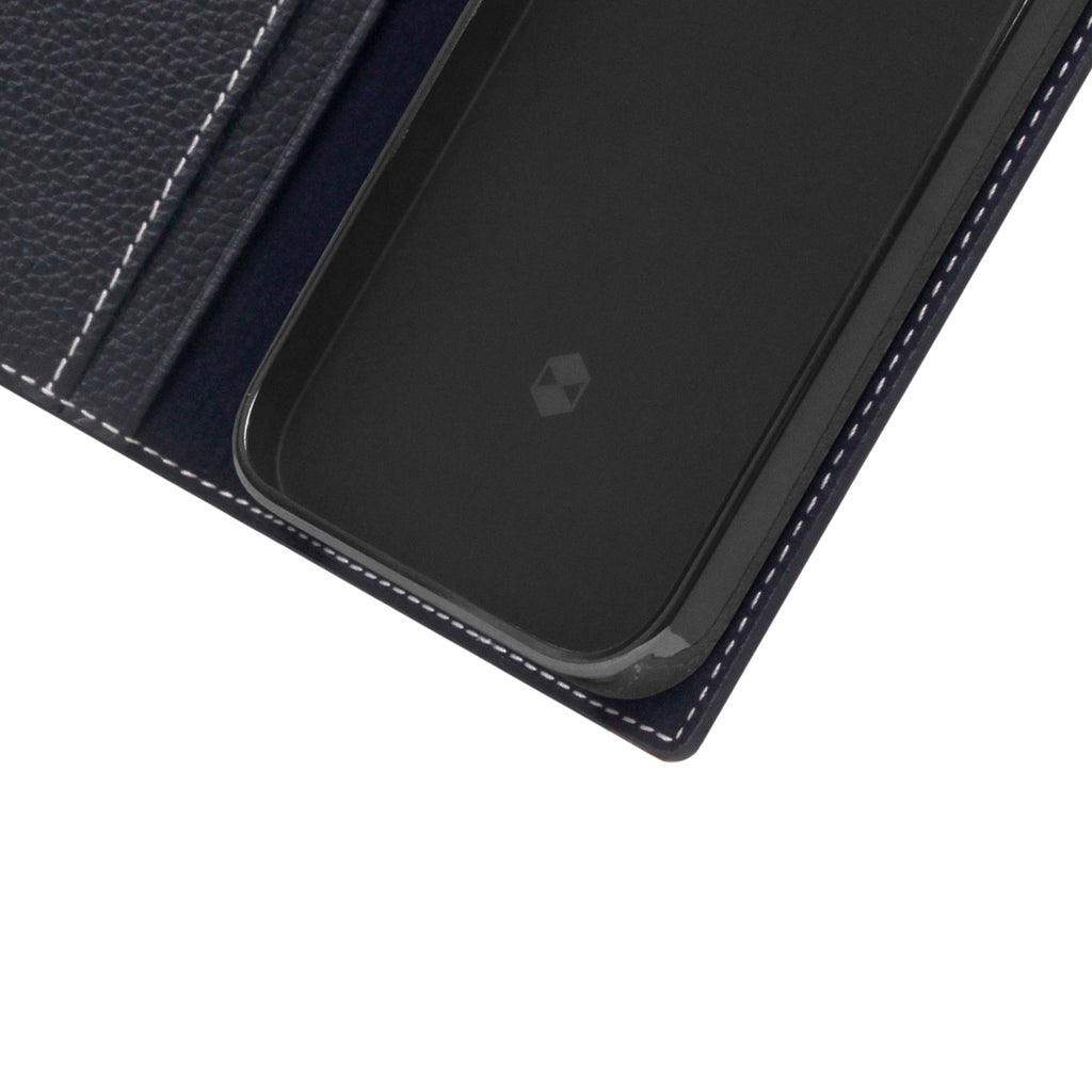 D8 Full Grain Leather Diary Case for iPhone 13 mini (Black Blue)