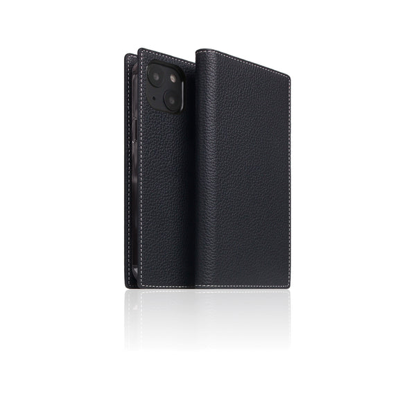 D8 Full Grain Leather Diary Case for iPhone 13 mini (Black Blue)