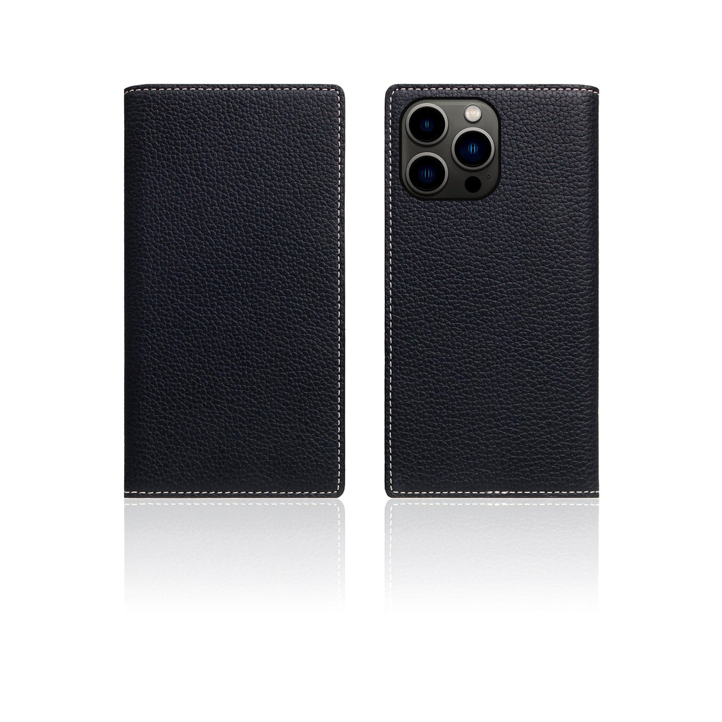 D8 Full Grain Leather Diary Case for iPhone 14 Pro (Black Blue)