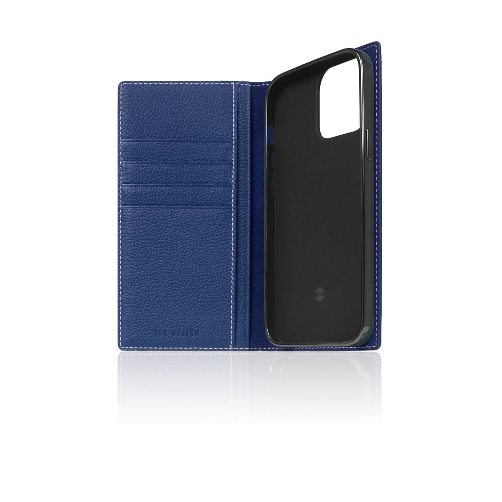 【色: Black Blue】SLG Design iPhone 13 Pro D8 Full Grain Leather Diary Case for iPhone 13 Pro (Navy