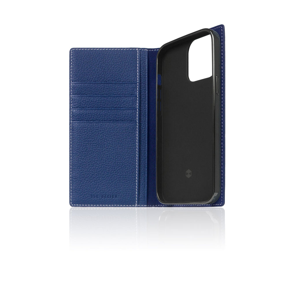 D8 Full Grain Leather Diary Case for iPhone 14 Pro (Navy Blue)