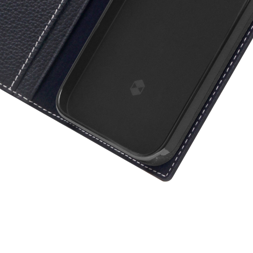 D8 Full Grain Leather Diary Case for iPhone 13 Pro (Black Blue)