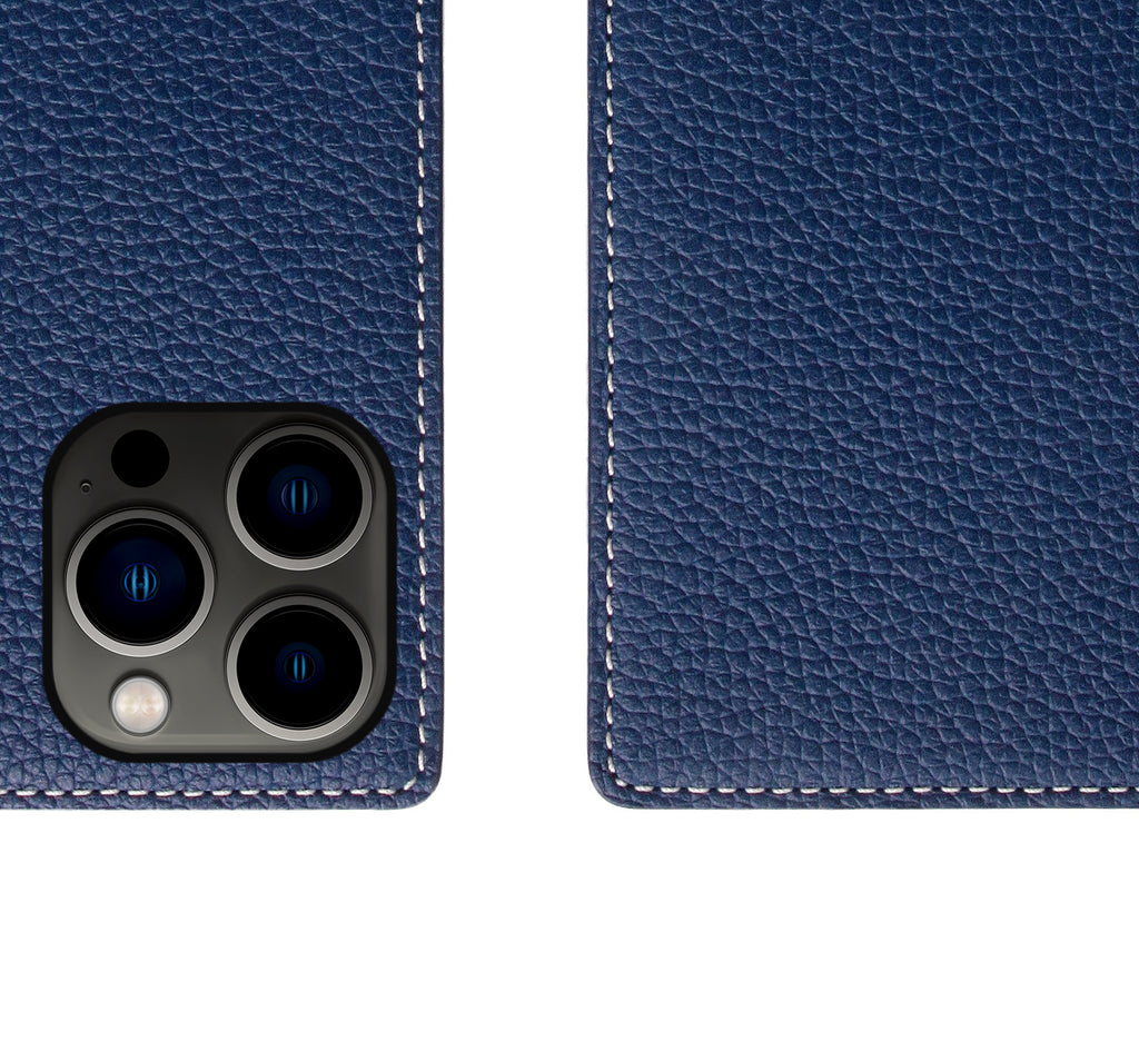 D8 Full Grain Leather Diary Case for iPhone 13 Pro Max (Navy Blue)