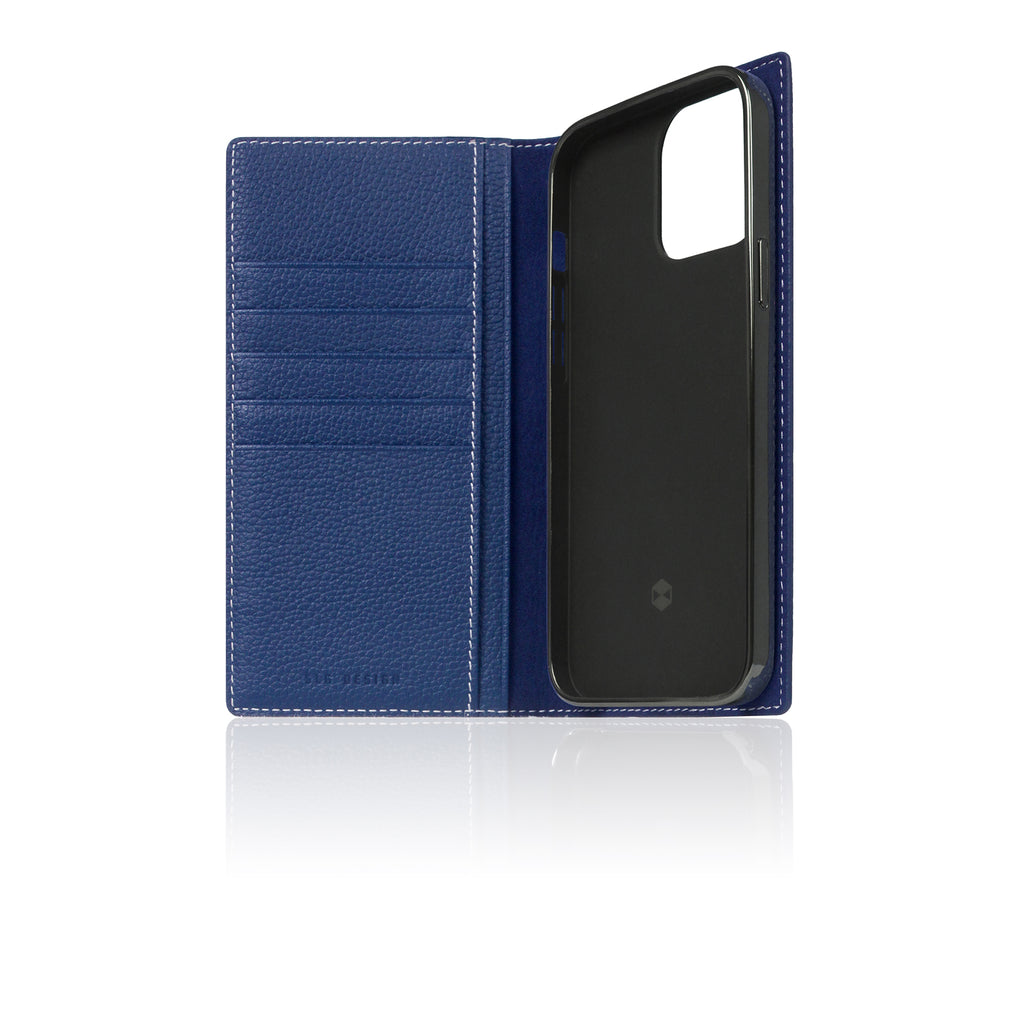D8 Full Grain Leather Diary Case for iPhone 13 Pro Max (Navy Blue)