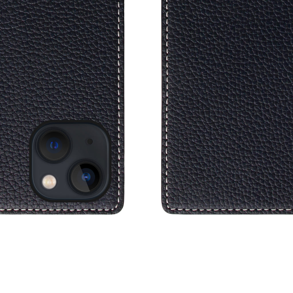 D8 Full Grain Leather Diary Case for iPhone 14 Plus (Black Blue)