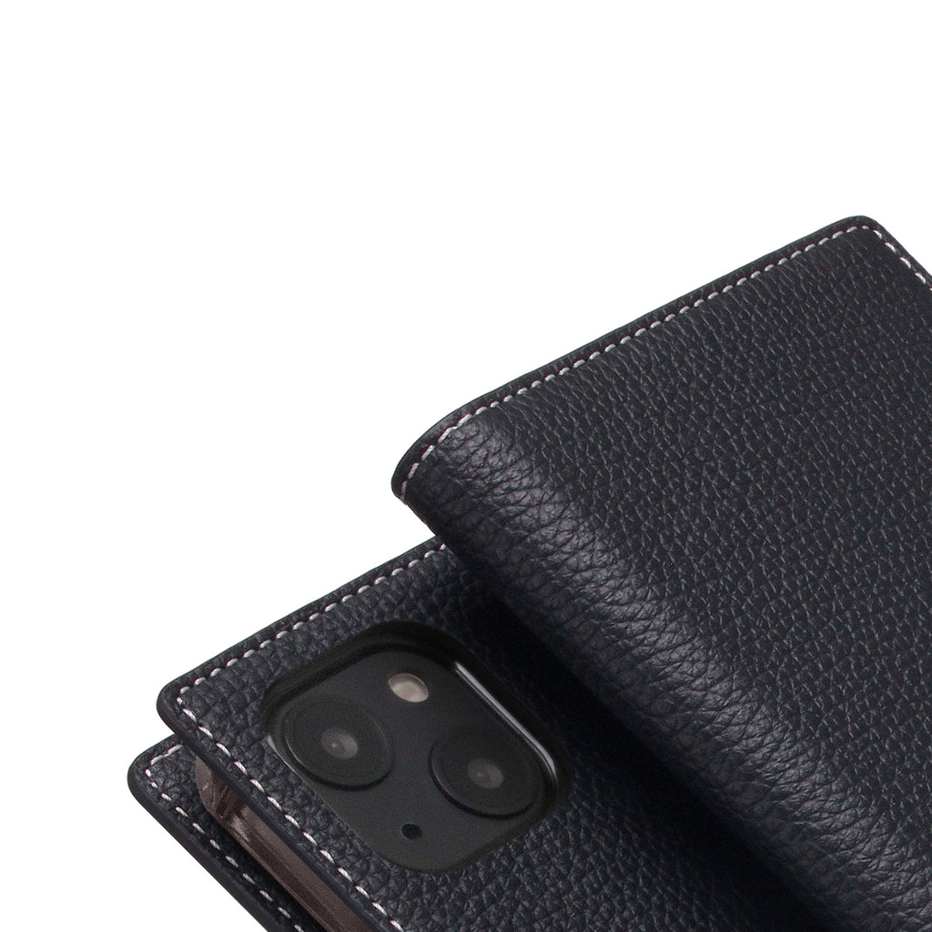 D8 Full Grain Leather Diary Case for iPhone 14 Plus (Black Blue)