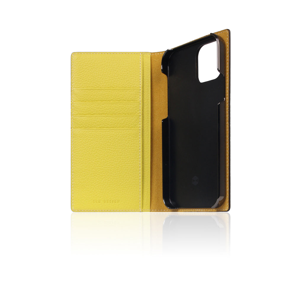D8 Neon Full Grain Leather Diary Case for iPhone 12 Pro Max (Lemon)
