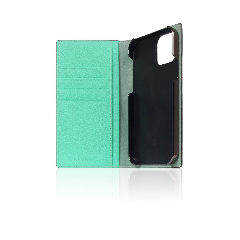 D8 Neon Full Grain Leather Diary Case for iPhone 12 / 12 Pro (Teal)