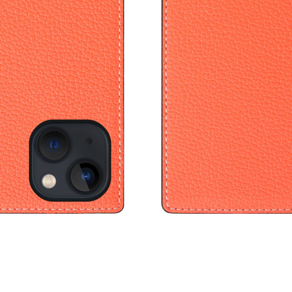 D8 Neon Full Grain Leather Diary Case for iPhone 14 (Coral)