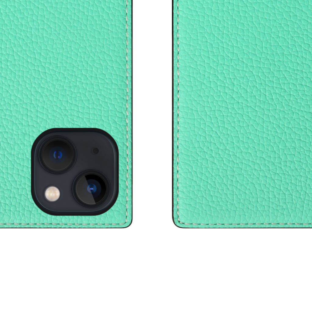 D8 Neon Full Grain Leather Diary Case for iPhone 13 (Teal)