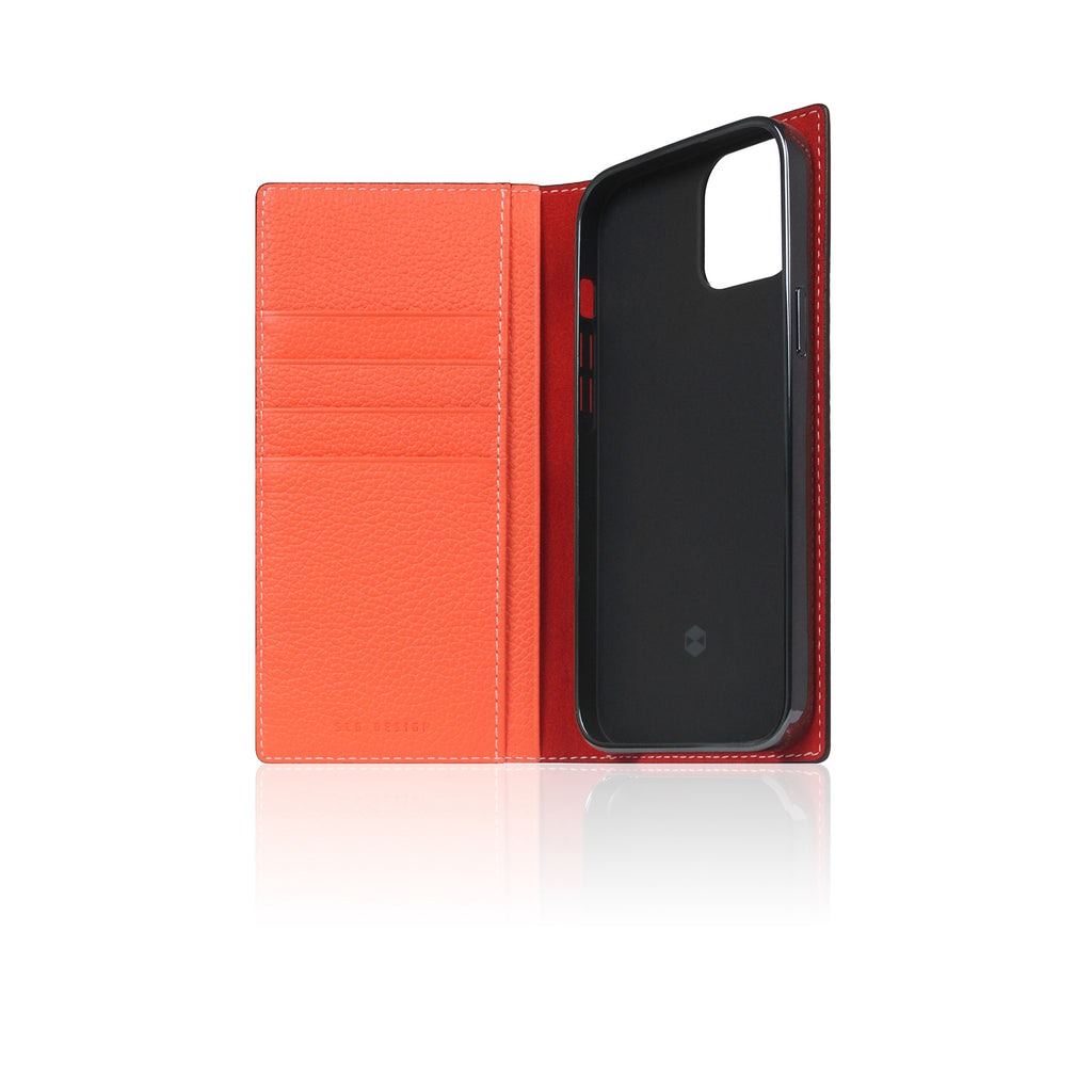 D8 Neon Full Grain Leather Diary Case for iPhone 13 (Coral)