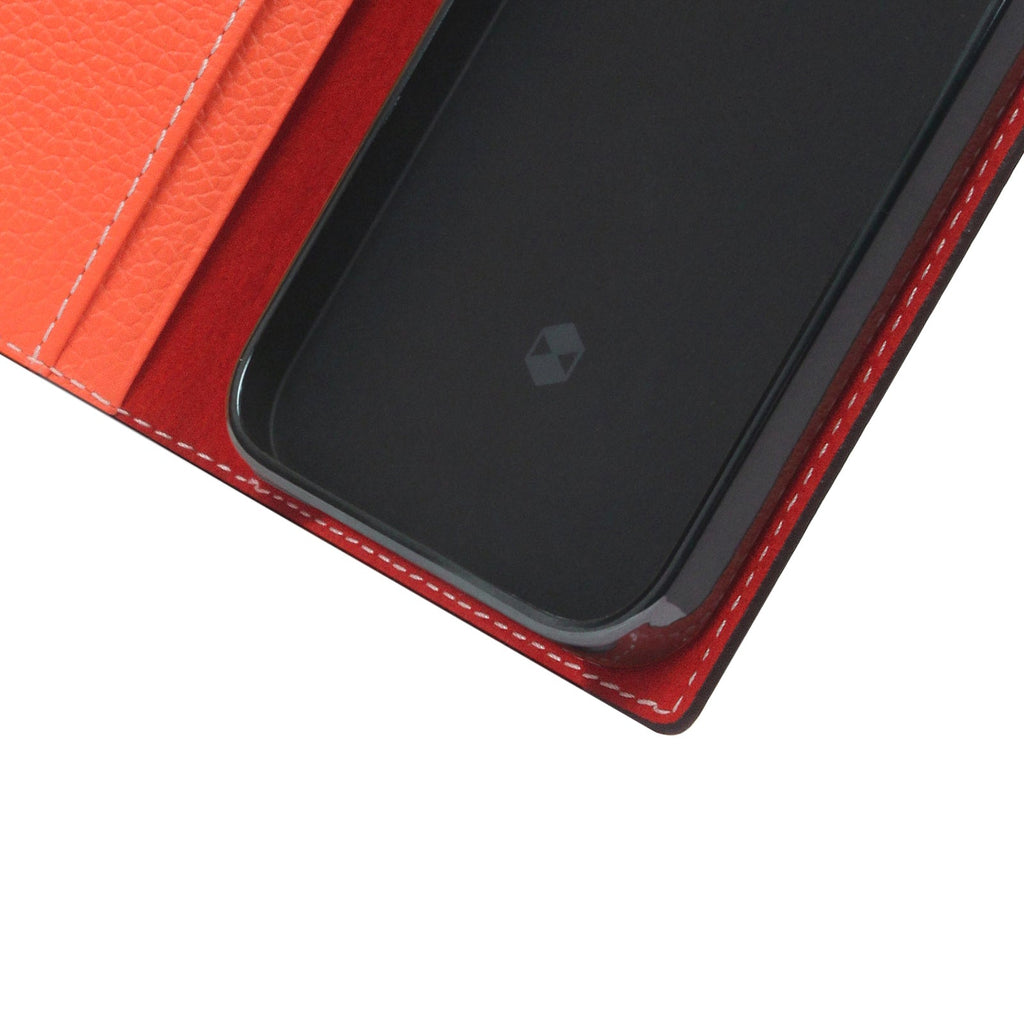 D8 Neon Full Grain Leather Diary Case for iPhone 14 (Coral)