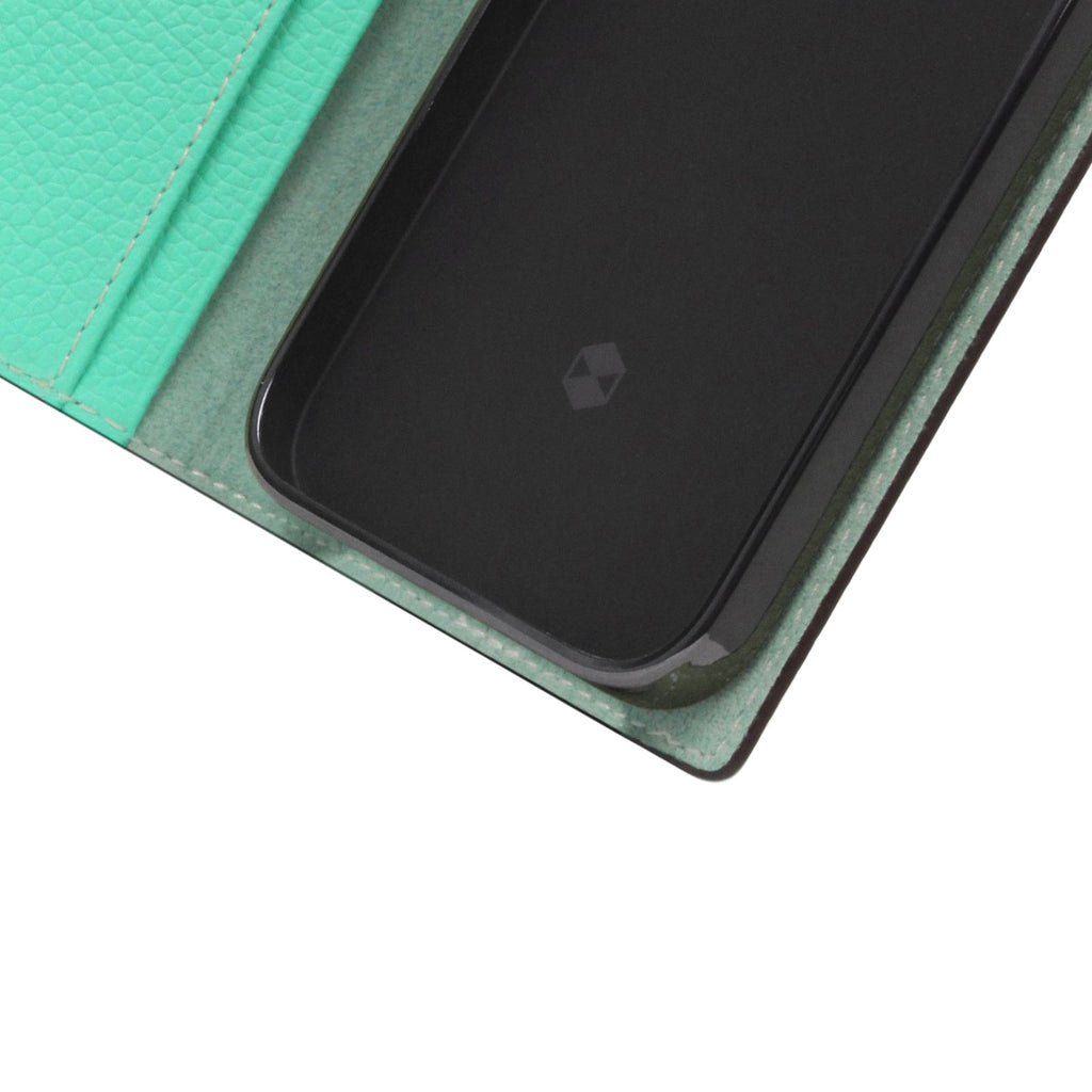 D8 Neon Full Grain Leather Diary Case for iPhone 14 (Teal)