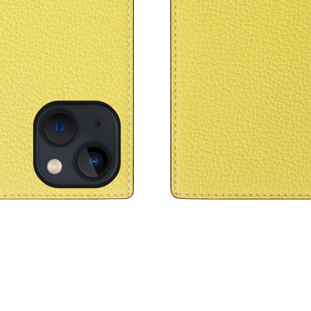 D8 Neon Full Grain Leather Diary Case for iPhone 13 mini (Lemon)