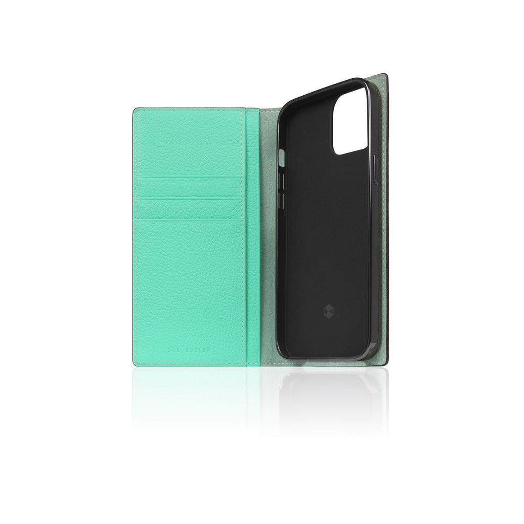 D8 Neon Full Grain Leather Diary Case for iPhone 13 mini (Teal)