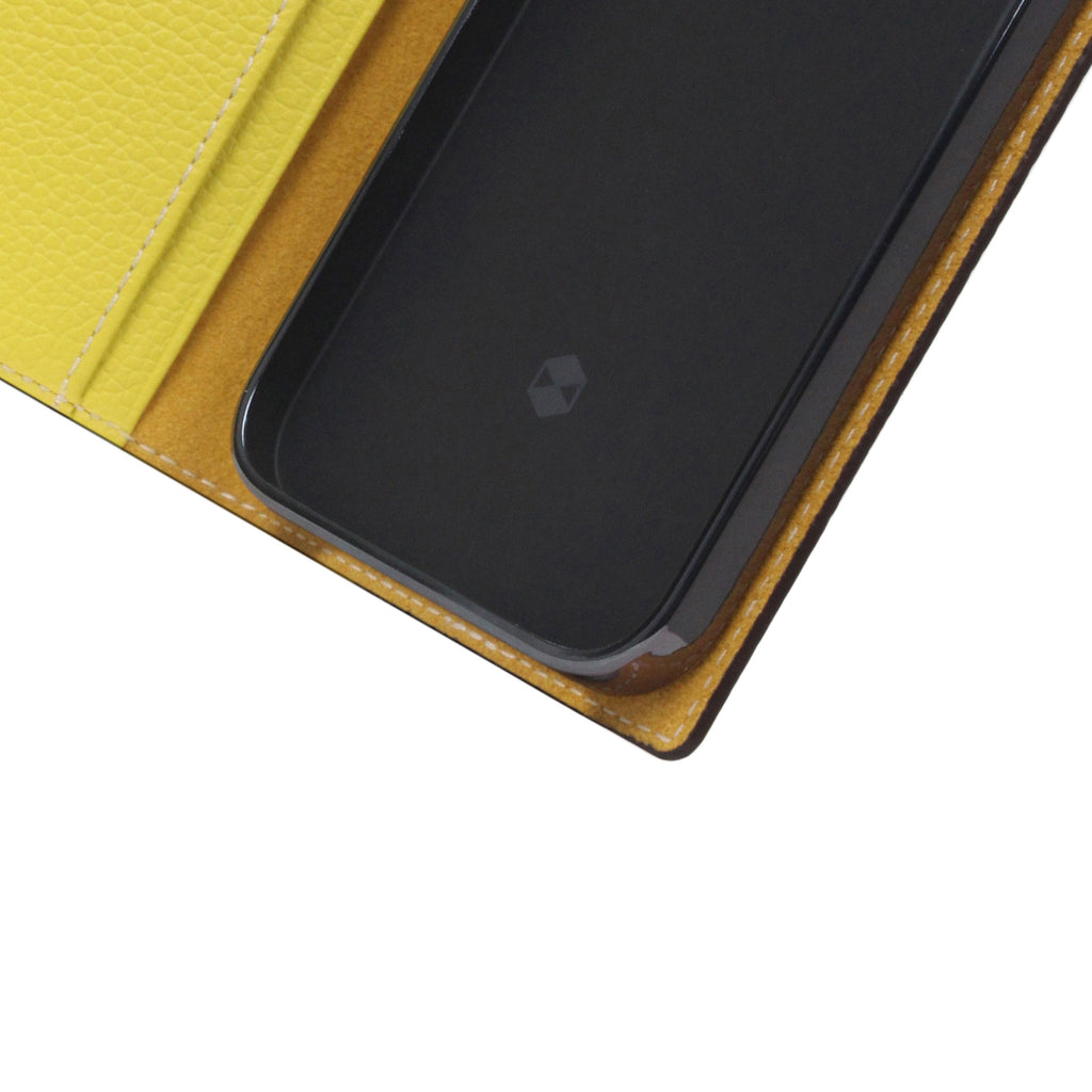 D8 Neon Full Grain Leather Diary Case for iPhone 13 mini (Lemon)