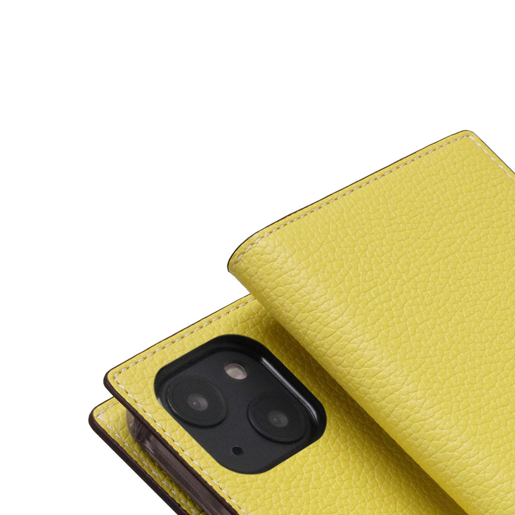 D8 Neon Full Grain Leather Diary Case for iPhone 13 mini (Lemon)