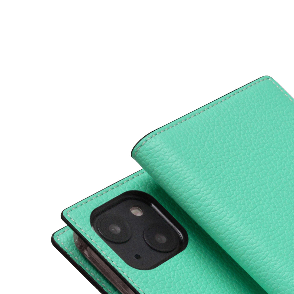 D8 Neon Full Grain Leather Diary Case for iPhone 13 mini (Teal)