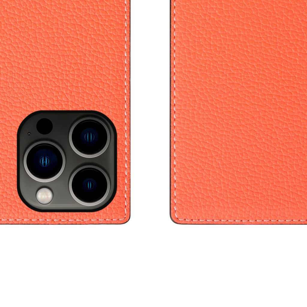 D8 Neon Full Grain Leather Diary Case for iPhone 14 Pro (Coral)