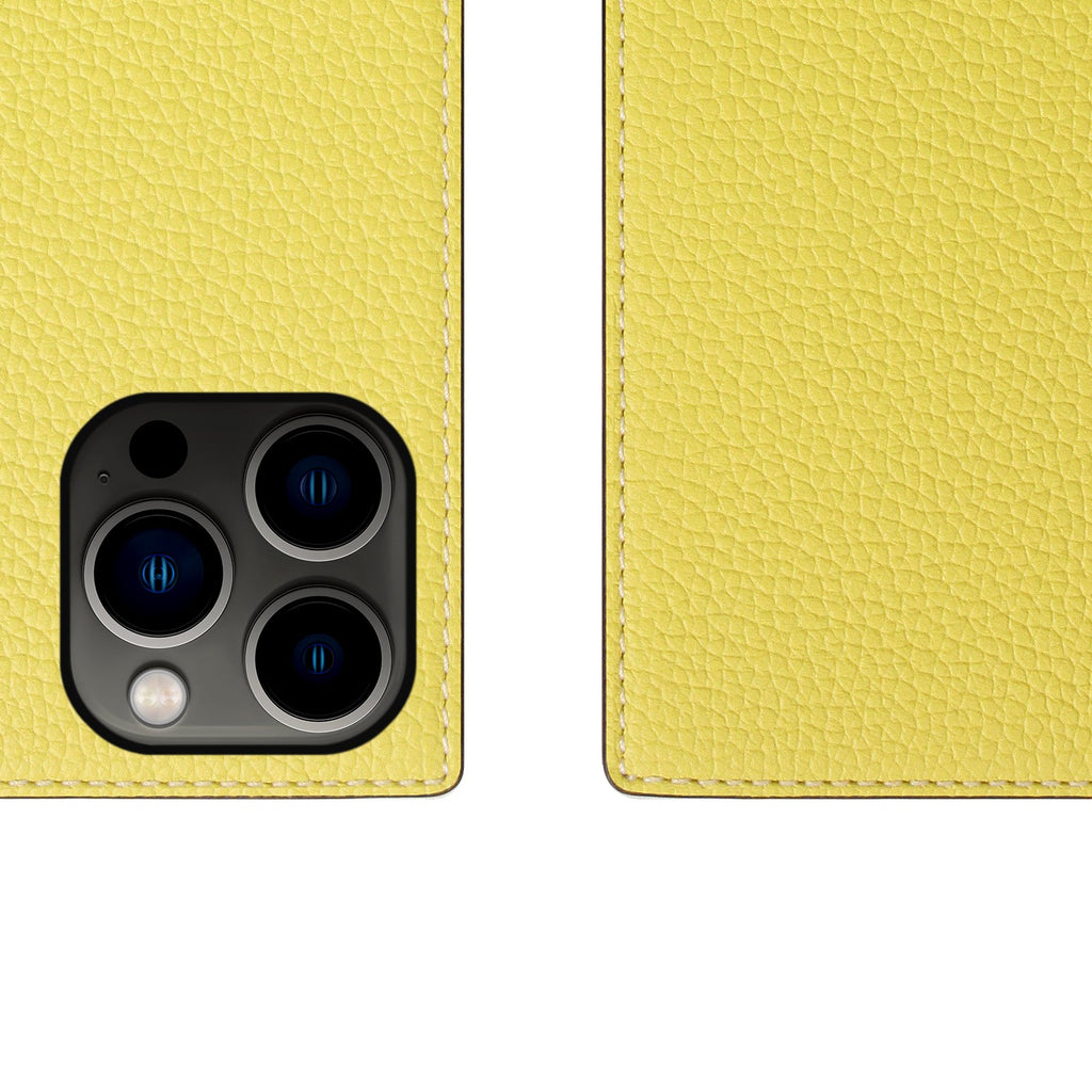 D8 Neon Full Grain Leather Diary Case for iPhone 14 Pro (Lemon)