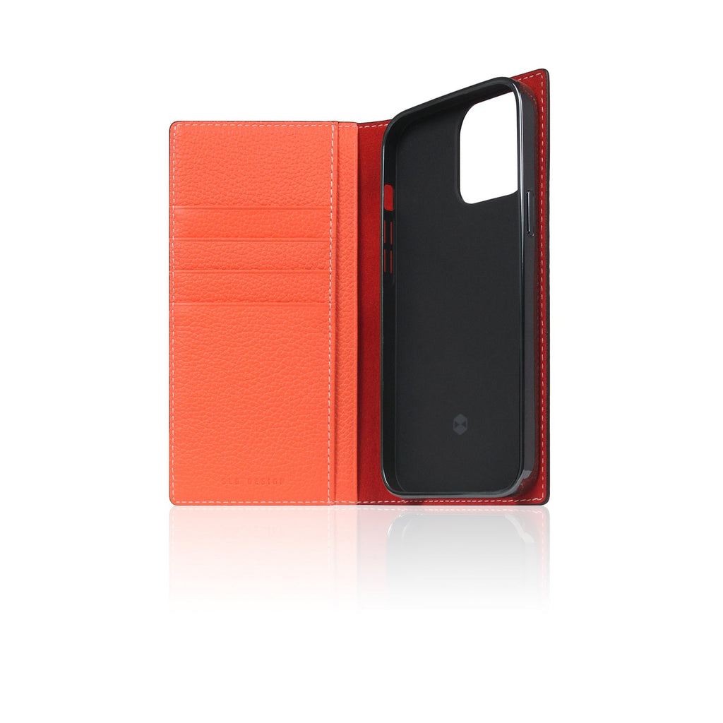 D8 Neon Full Grain Leather Diary Case for iPhone 14 Pro (Coral)