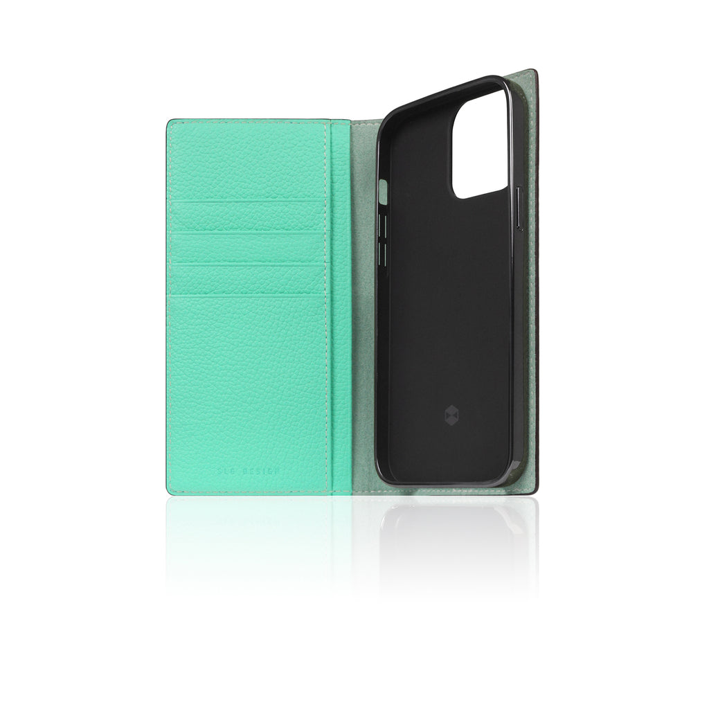 D8 Neon Full Grain Leather Diary Case for iPhone 13 Pro (Teal)
