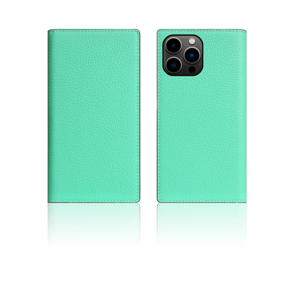 D8 Neon Full Grain Leather Diary Case for iPhone 14 Pro Max (Teal)