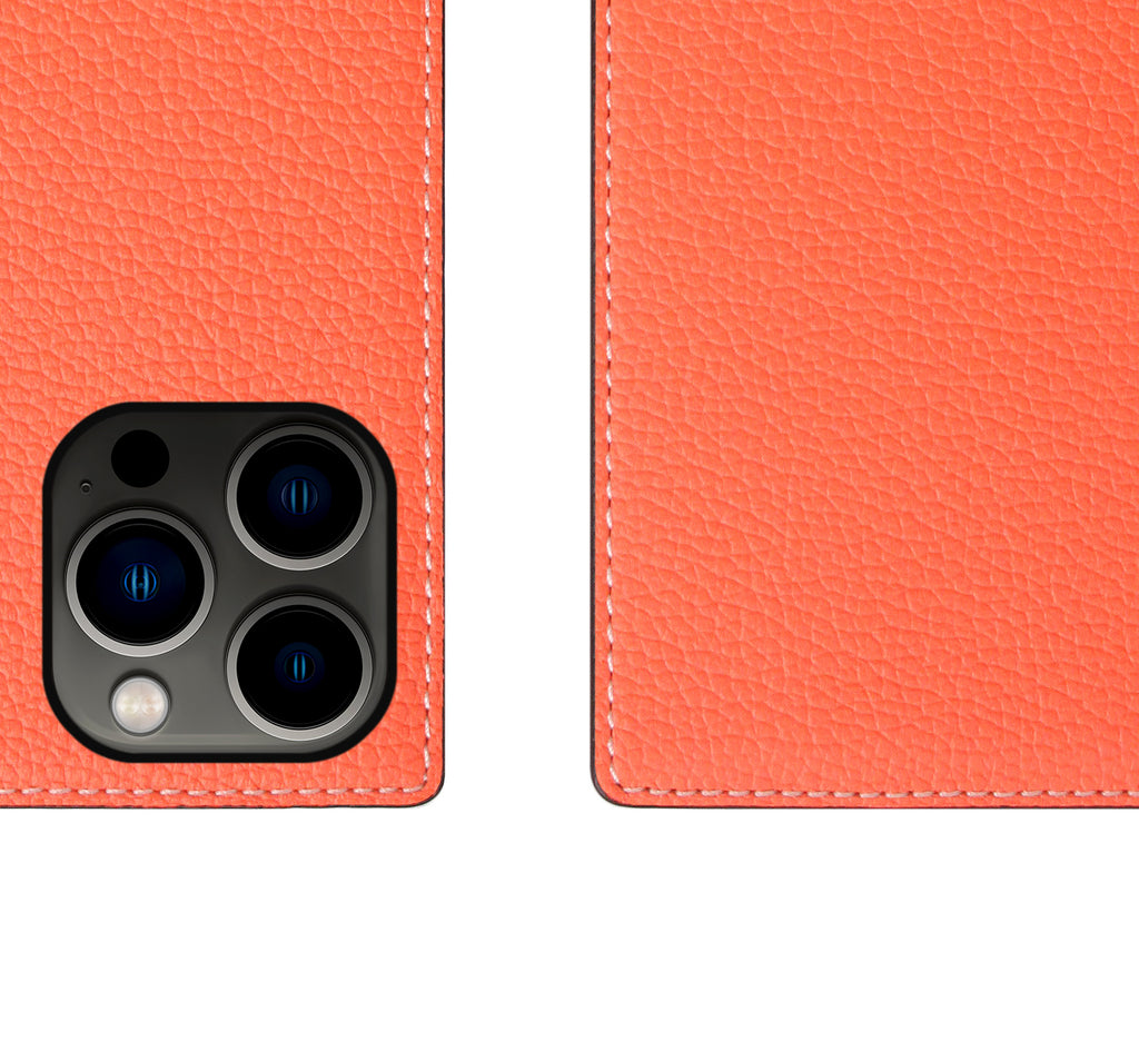 D8 Neon Full Grain Leather Diary Case for iPhone 13 Pro Max (Coral)
