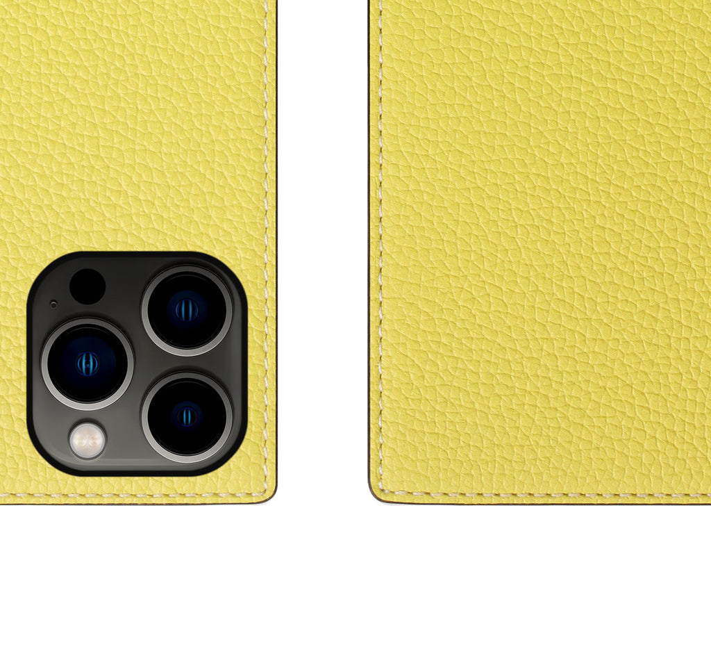 D8 Neon Full Grain Leather Diary Case for iPhone 13 Pro Max (Lemon)