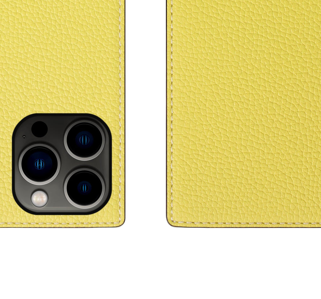D8 Neon Full Grain Leather Diary Case for iPhone 14 Pro Max (Lemon)