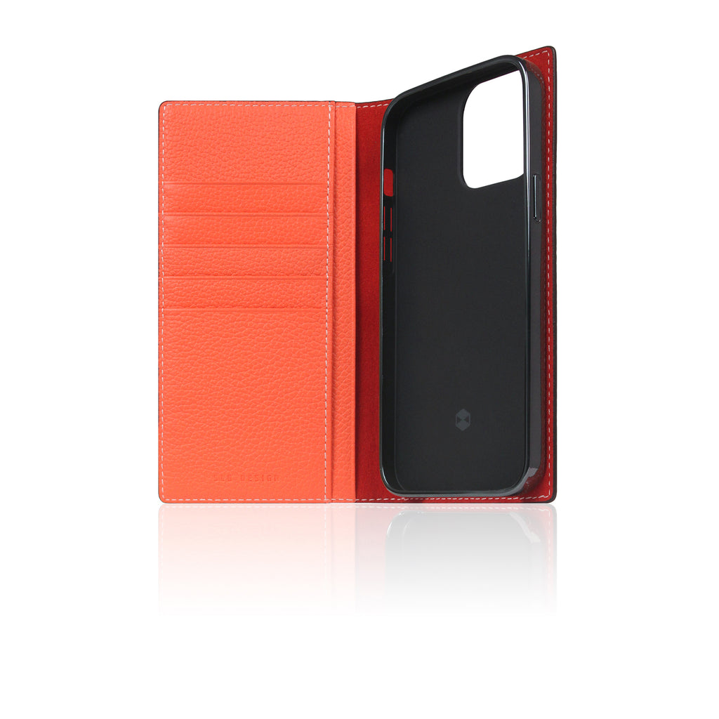 D8 Neon Full Grain Leather Diary Case for iPhone 13 Pro Max (Coral)