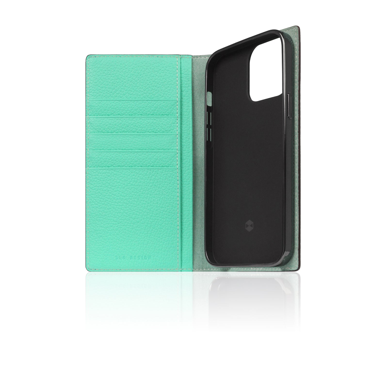 D8 Neon Full Grain Leather Diary Case for iPhone 14 Pro Max (Teal)