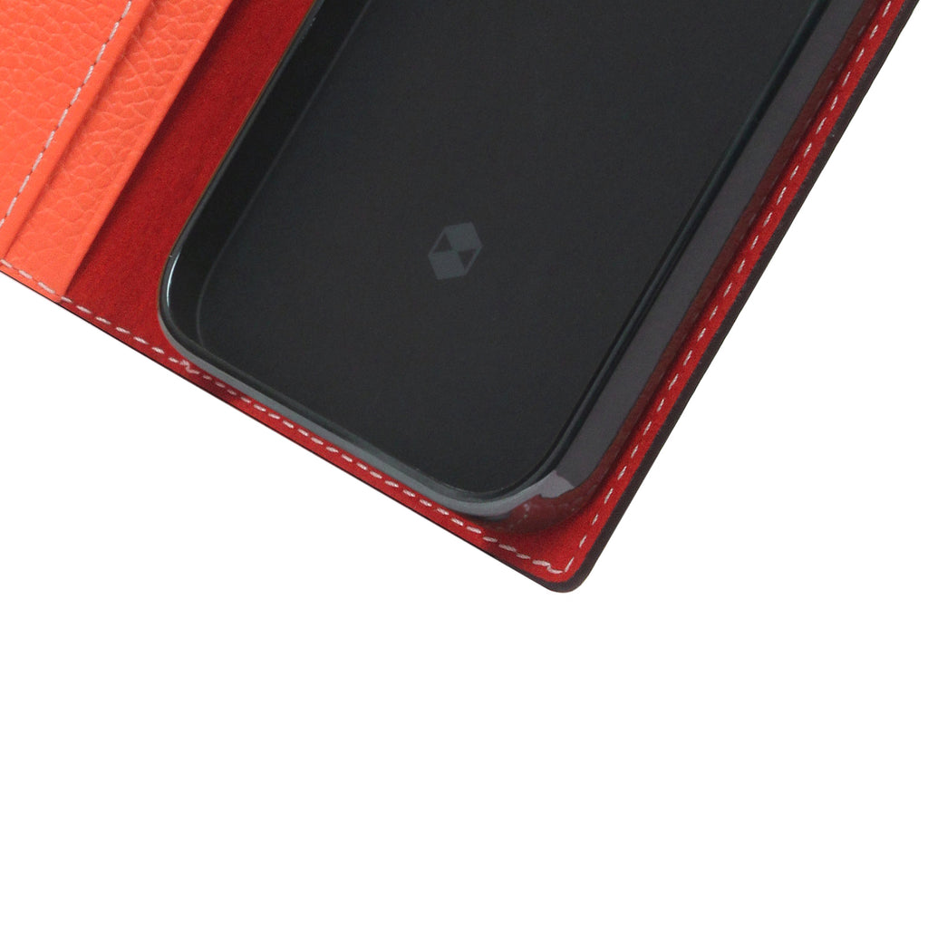 D8 Neon Full Grain Leather Diary Case for iPhone 13 Pro Max (Coral)