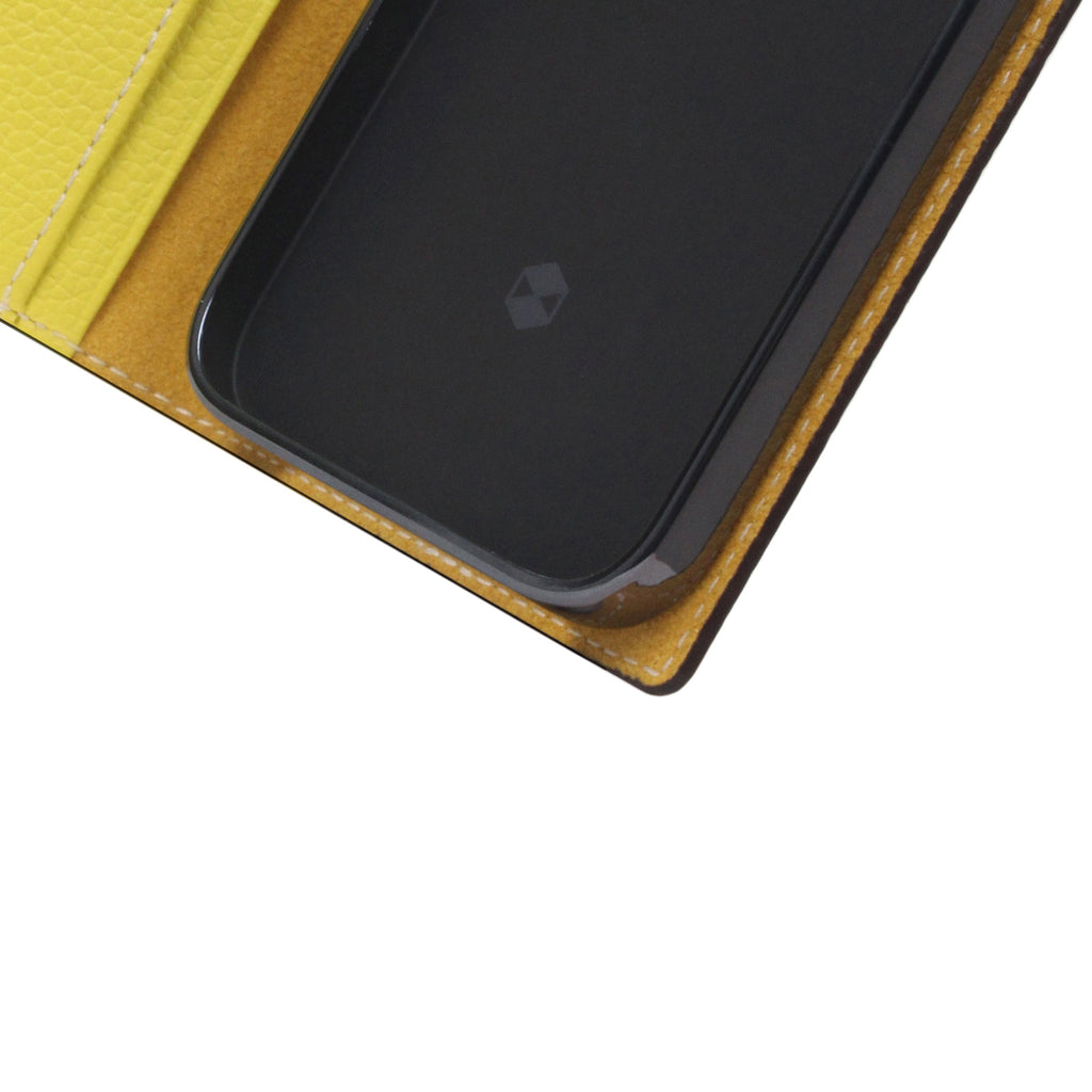 D8 Neon Full Grain Leather Diary Case for iPhone 13 Pro Max (Lemon)