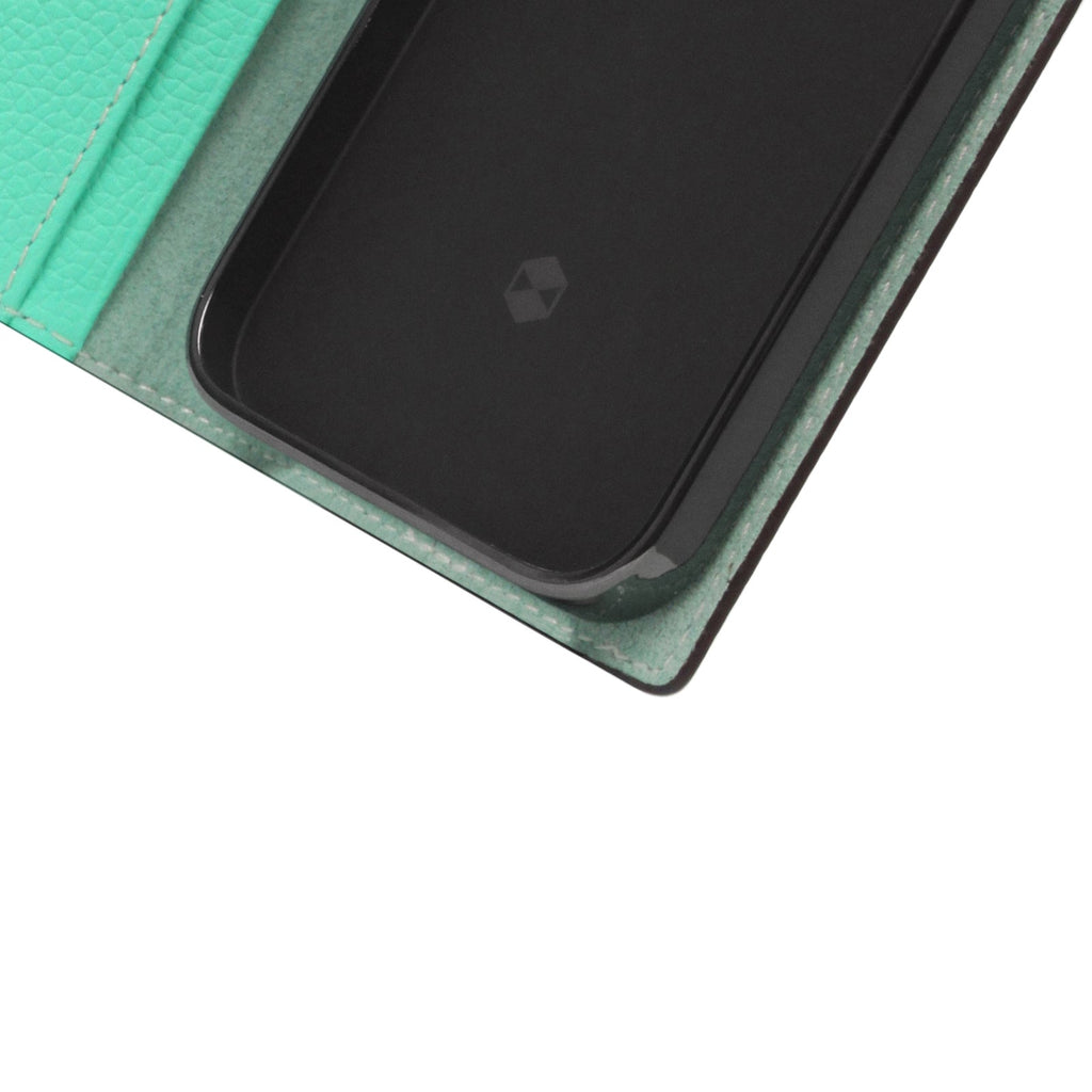 D8 Neon Full Grain Leather Diary Case for iPhone 14 Pro Max (Teal)