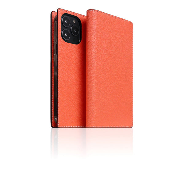 D8 Neon Full Grain Leather Diary Case for iPhone 14 Pro Max (Coral)