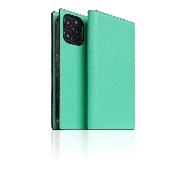 D8 Neon Full Grain Leather Diary Case for iPhone 13 Pro Max (Teal)