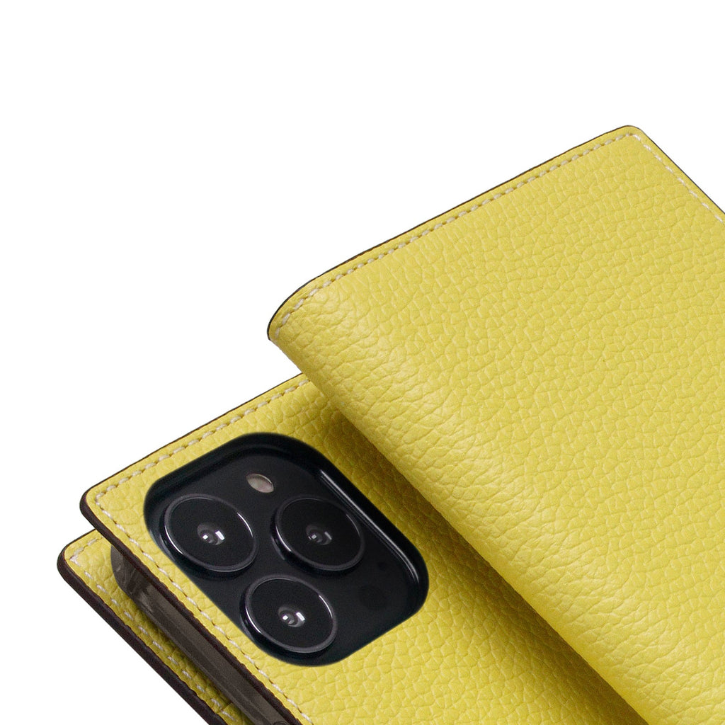 D8 Neon Full Grain Leather Diary Case for iPhone 14 Pro Max (Lemon)
