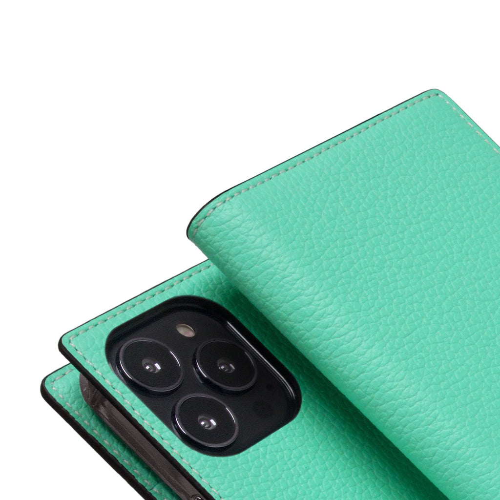 D8 Neon Full Grain Leather Diary Case for iPhone 14 Pro Max (Teal)