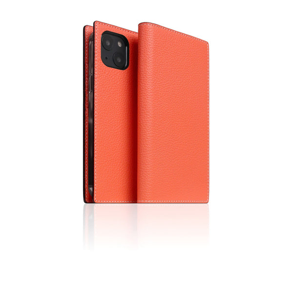 D8 Neon Full Grain Leather Diary Case for iPhone 14 (Coral)